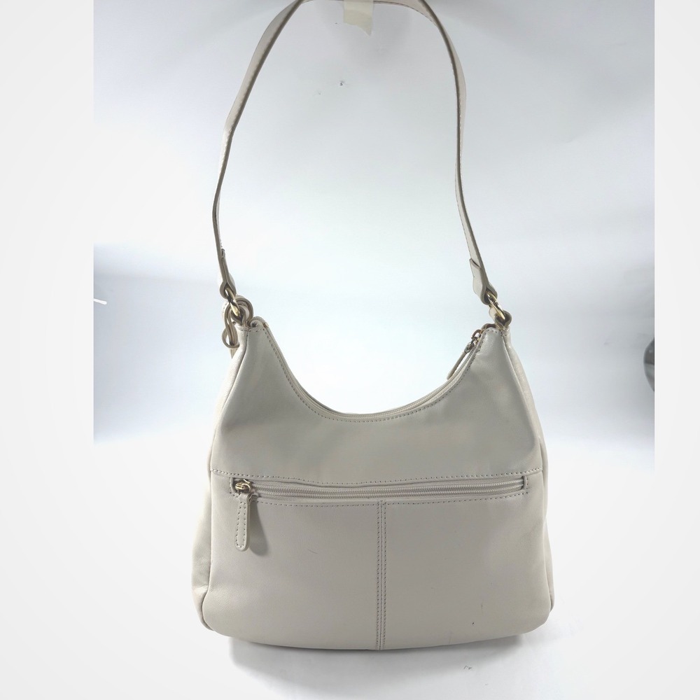 Giani Bernini Cream Leather Shoulder Bag Gold Hardware Hobo Purse